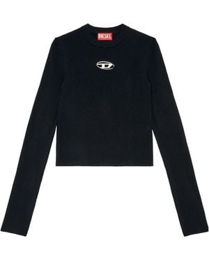 DIESEL M-Valari Logo Plaque Knitted Jumper - Black