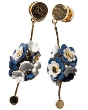 Miu Miu Metal And Leather Earrings - Blue