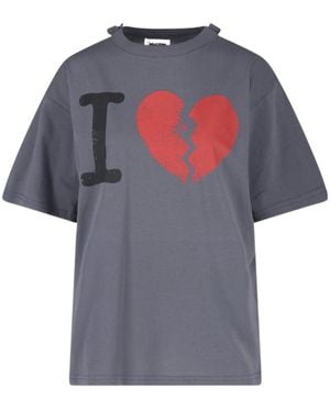 Magliano Broken Heart Print T-Shirt - Blue