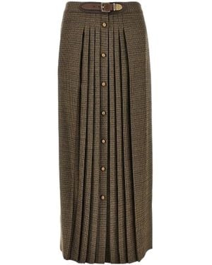 Etro Belted Pleated Maxi Skirt - Natural