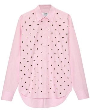 MSGM Studded Long-Sleeve Shirt - Pink