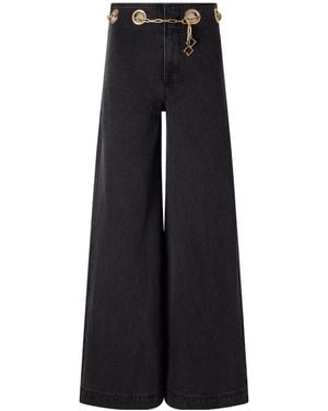 Cult Gaia Embellished Low-Rise Flared Jeans - Black