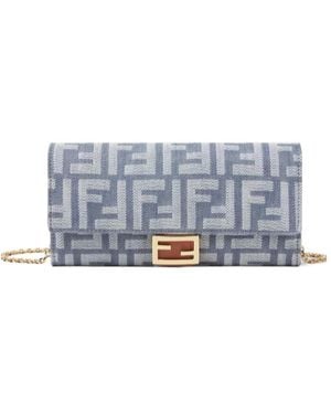 Fendi Continental With Chain Baguette Wallet - Grey