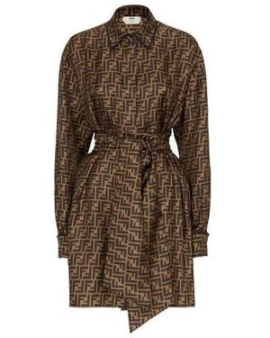 Fendi Ff Pattern Shirt Dress - Brown