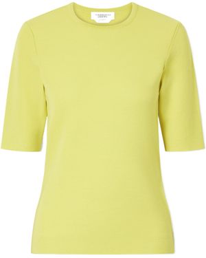 Gabriela Hearst Crew-Neck Short-Sleeve Knit Top - Yellow