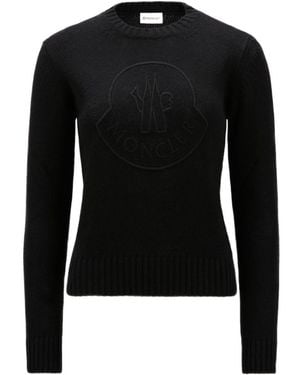 Moncler Logo Embroidered Knit Jumper - Black