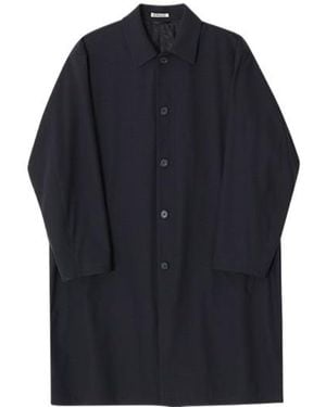AURALEE Wool Collar Trench Coat - Blue