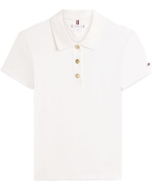 Tommy Hilfiger Button-Up Polo Top - White