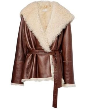 Magda Butrym Long-Sleeved Leather Jacket - Brown