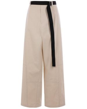 Plan C Belted Canvas Trousers - Natural