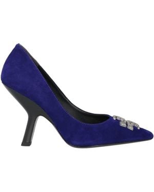 Tory Burch High Heels With Suede Texture - Blue