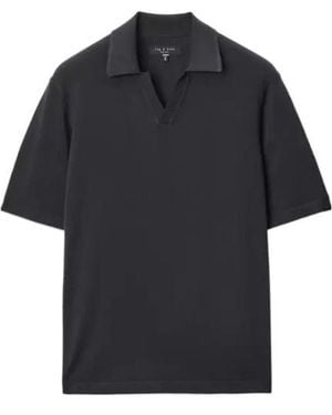Rag & Bone Silk-Cotton Blend Johnny-Collar Polo Shirt - Black