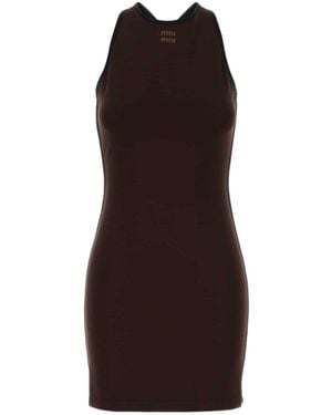 Miu Miu Sleeveless Stretched Dress - Brown