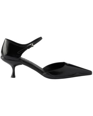 Prada Brushed-Leather D'Orsay Pumps - Black
