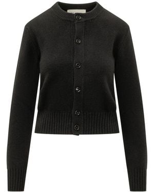 Ami Paris Ami Knitted Buttoned Cardigan - Black