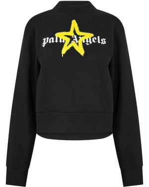 Palm Angels Mockneck Cropped Sweatshirt - Black