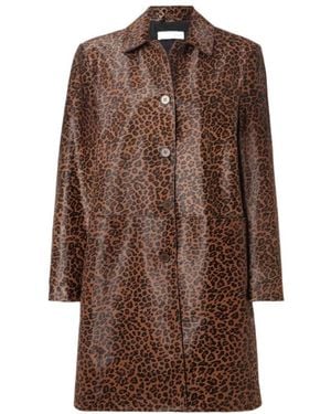 Nour Hammour Leopard-Print Calf Hair Coat - Brown