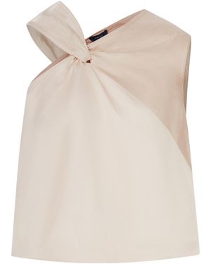 Soeur Luciana Knot-Detail One-Shoulder Blouse - Natural