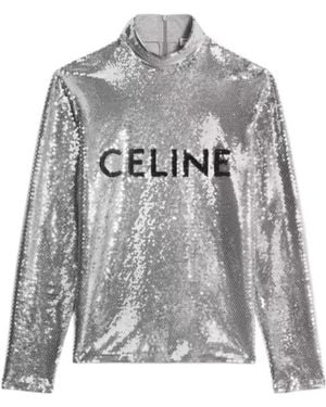 Celine Embroidered Turtleneck - Grey