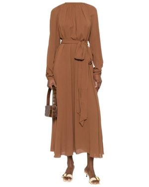 JOSEPH Pinky Tie-Waist Midi Dress - Brown