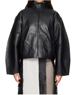 St. Agni Cocoon Leather Jacket - Black