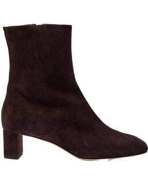 Aeyde 45Mm Millie Suede Block-Heel Boots - Brown