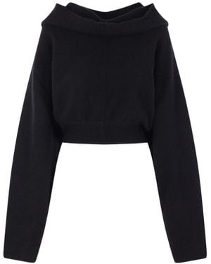 Rick Owens Maglia Cropped Hooded Jumper - Black