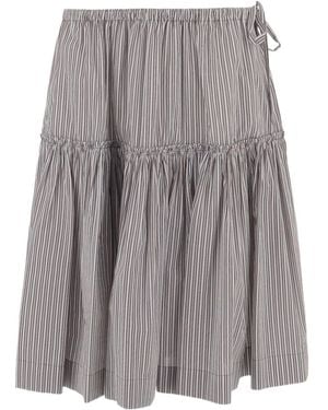 Dries Van Noten Striped Midi Skirt - Gray