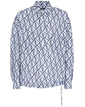 Fendi Buttoned Long-Sleeved Shirt - Blue