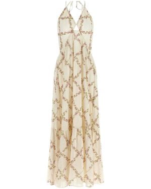 Twinset Floral Halterneck Maxi Dress - Metallic