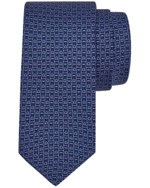 Ferragamo Gancini Monogram Printed Tie - Blue
