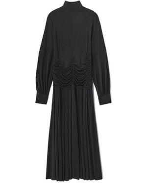 Ganni Pleated Midi Dress - Black