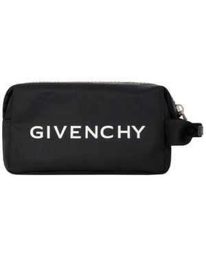 Givenchy Logo Printed G-Zip Toilet Pouch - Black
