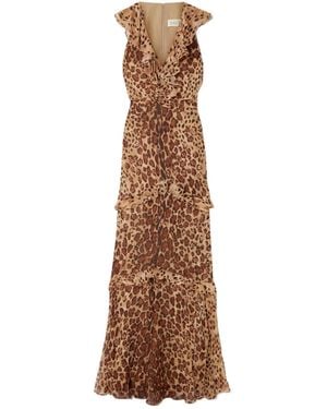 Saloni Leopard Print Dress - Brown