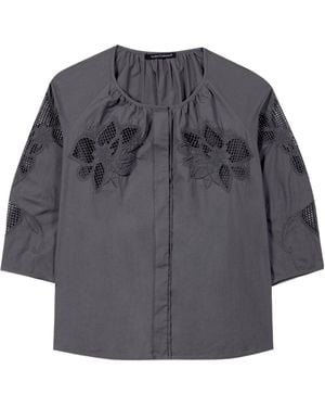 Luisa Cerano Tunic Blouse With Embroidery - Gray