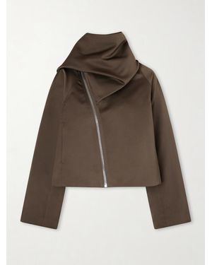 Rick Owens Cropped Scarf Flight Satin-Shell Jacket - Brown