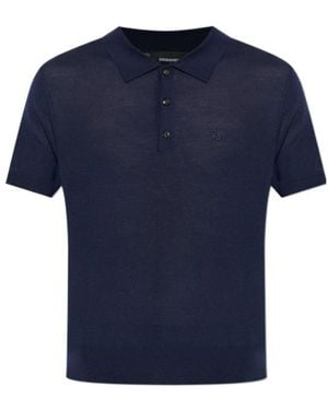 DSquared² Short Sleeve Knit Polo Shirt - Blue