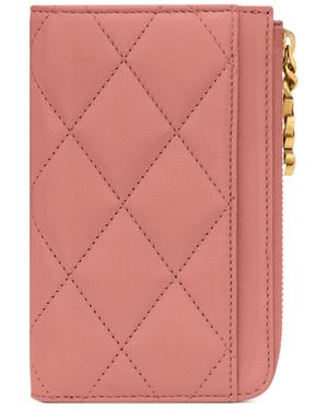 Saint Laurent Cassandre Bijou Lambskin Zipper Card Holder - Pink