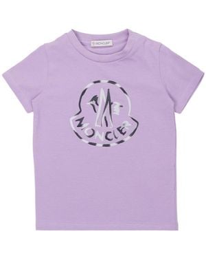 Moncler Logo-Print Short-Sleeve T-Shirt - Purple