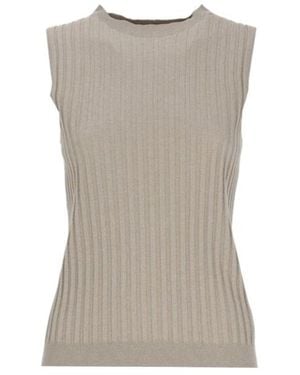 Peserico Ribbed Sleeveless Tank Top - Gray