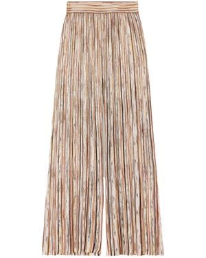 Missoni Embellished Metallic Crochet-Knit Wide-Leg Pants - Natural