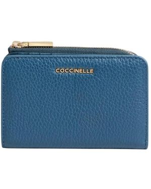Coccinelle Logo Lettering Zipped Wallet - Blue