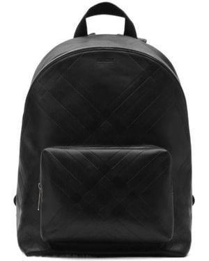 Burberry Embossed Check Backpack - Black