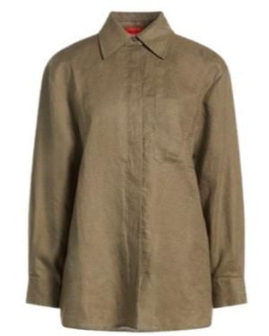 MAX&Co. Solid Colour Long Sleeve Linen Shirt - Green