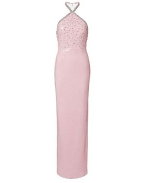 Rebecca Vallance Lydia Sequined Halterneck Gown - Pink
