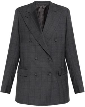 Officine Generale Double-Breasted Checked Blazer - Gray