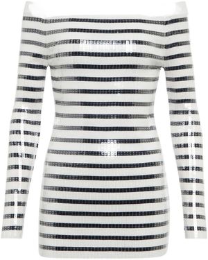 Jean Paul Gaultier Sequined Striped Jumper Minidress - Grey