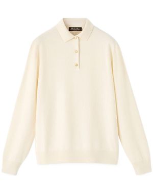 Loro Piana Long-Sleeve Knitted Polo Shirt - Natural