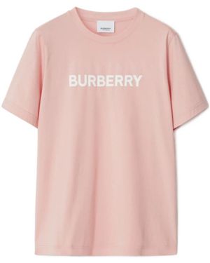 Burberry Logo Printed Crewneck T-Shirt - Pink