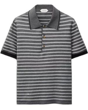Versace Greca Stripe Polo Shirt - Grey